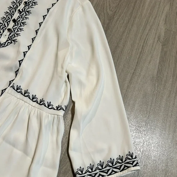 Chico's Ivory Blouse with Black Embroidery - Picture 7 of 14